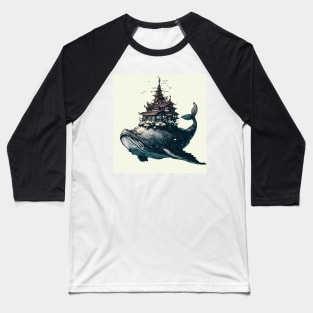 Fantasy whale village Baseball T-Shirt